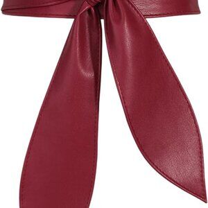 Women Wide PU Leather Cinch Wrap Belt Adjustable Knot Waistband For Dress
